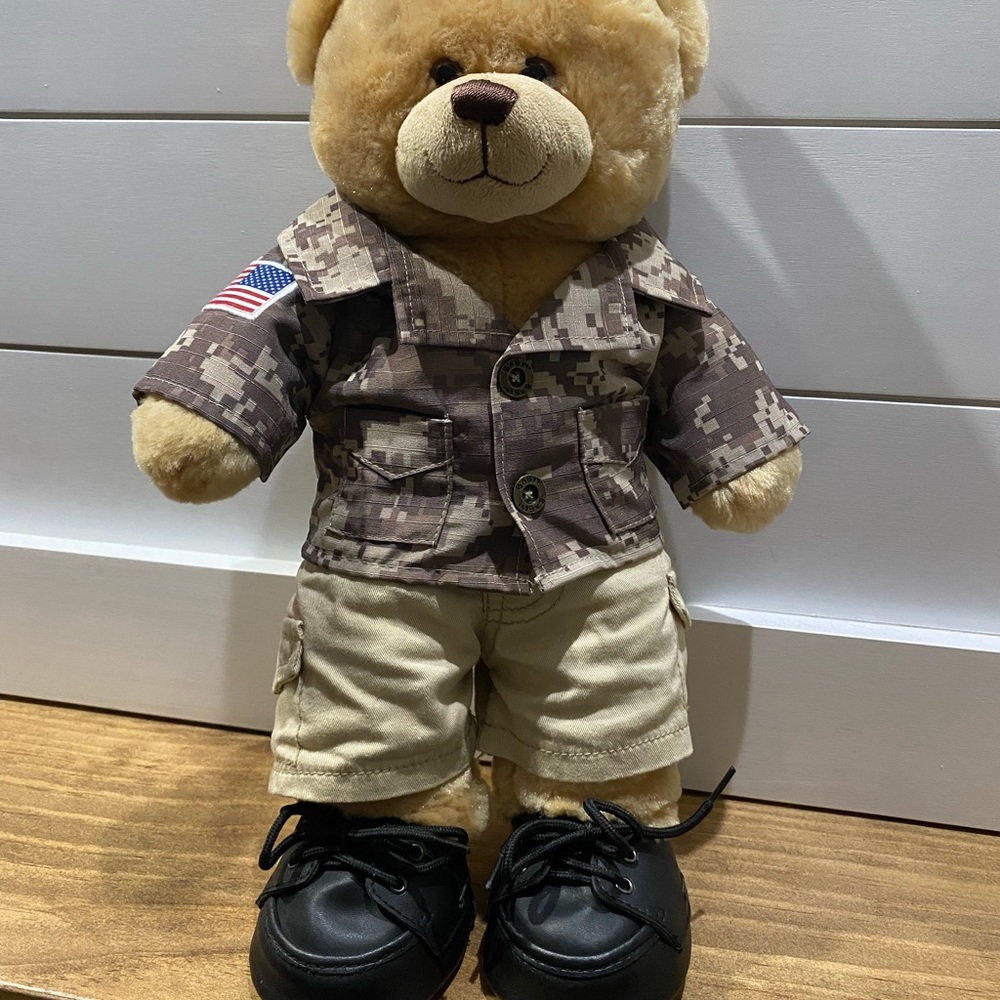 Build A Bear plush Bear‎ Army Camouflage Digital Camo military outfit with Shoes